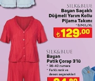 Silk&Blue Bayan Saçaklı Düğmeli Yarım Kollu Pijama Takımı image