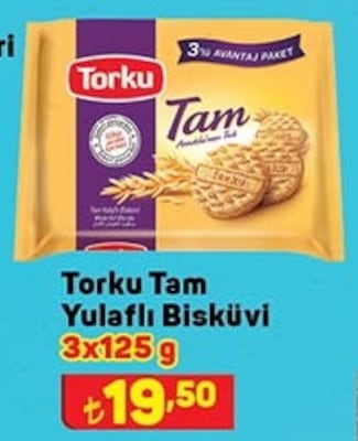 Torku Tam Yulaflı Bisküvi 3x125 g image