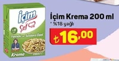 İçim Krema 200 ml %18 Yağlı image