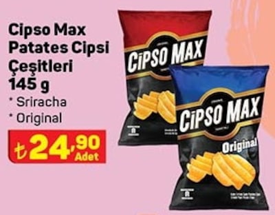 Cipso Max Patates Cipsi Çeşitleri 145 g image