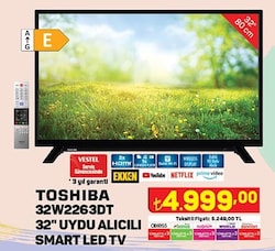 Toshiba 32W2263DT 32 inç Uydu Alıcılı Smart Led Tv image