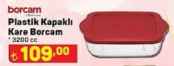 Paşabahçe Borcam Plastik Kapaklı Kare Borcam 3200 cc image