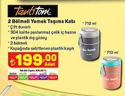 Tantitoni 2 Bölmeli Yemek Taşıma Kabı 710 ml image