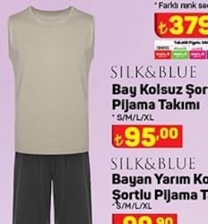 Silk&Blue Bay Kolsuz Şortlu Pijama Takımı image