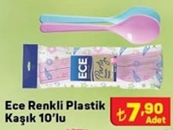 Ece Renkli Plastik Kaşık 10'lu image