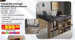 Tiamob Mirca Dolaplı Kitaplıklı Çalışma Masası 72x140x40 cm image