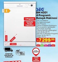 Seg BM 4001 4 Programlı Bulaşık Makinesi image