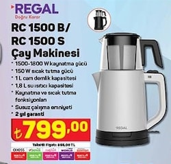 Regal RC 1500 B / RC 1500 S Çay Makinesi image