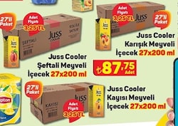 Juss Cooler Karışık/Şeftali/Kayısı Meyveli İçecek 27x200 ml image