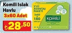 Komili Islak Havlu 3x60 Adet image