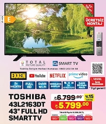 Toshiba 43L2163DT Full HD Smart Tv 43 inç image