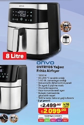 Onvo OVFRY06 Yağsız Fritöz Airfryer 8 L image