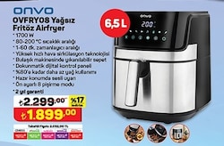 Onvo OVFRY08 Yağsız Fritöz Airfryer 6,5 L image