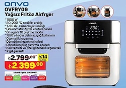 Onvo OVFRY09 Yağsız Fritöz Airfryer 1800 W image