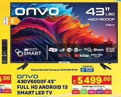 Onvo 43OV6000F 43 inç Full HD Android 13 Smart Led Tv image