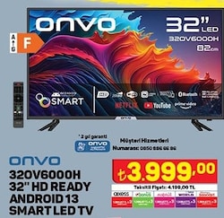 Onvo 32OV6000H 32 inç HD Ready Android 13 Smart Led Tv image