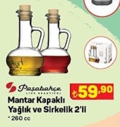 Paşabahçe Mantar Kapaklı Yağlık ve Sirkelik 2'li 260 cc image