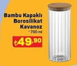 Bambu Kapaklı Borosilikat Kavanoz 700 ml image