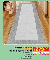 Kadife Kaymaz Taban Saçaklı Yolluk 80x300 cm image