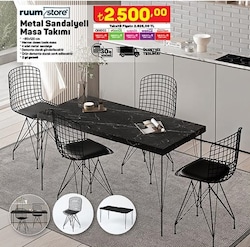 Ruum Store Metal Sandalyeli Masa Takımı image
