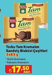 Torku Tam Kremalım Sandviç Bisküvi Çeşitleri 3x83 gr image