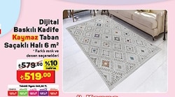 Dijital Baskılı Kadife Kaymaz Taban Saçaklı Halı 6 m² image