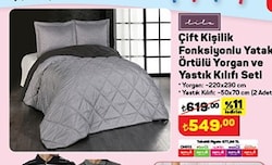 Lila Çift Kişilik Fonksiyonlu Yatak Örtülü Yorgan ve Yastık Kılıfı Seti image
