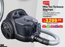 Arnica Mila Toz Torbasız Süpürge 750 W image