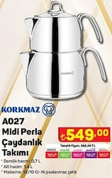 Korkmaz A027 Midi Perla Çaydanlık Takımı image