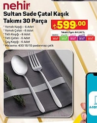 Nehir Sultan Sade Çatal Kaşık Takımı 30 Parça image