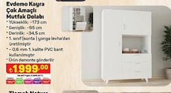 Evdemo Kayra Çok Amaçlı Mutfak Dolabı 173x95x34,5 cm image
