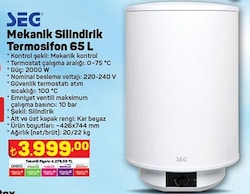 SEG Mekanik Silindirik Termosifon 65 L image