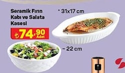 Seramik Fırın Kabı ve Salata Kasesi 22 cm/31x17 cm  image