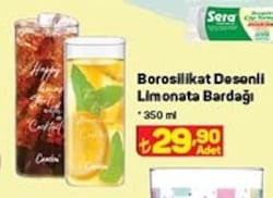 Borosilikat Desenli Limonata Bardağı 350 ml  image