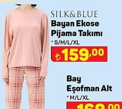 Silk & Blue Bayan Ekose Pijama Takımı image