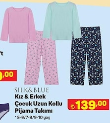 Silk & Blue Kız & Erkek Çocuk Uzun Kollu Pijama Takımı image