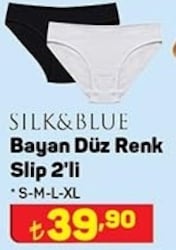 Silk & Blue Bayan Düz Renk Slip 2'li image