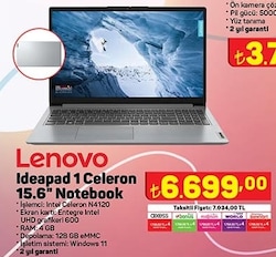 Lenovo Ideapad 1 82V70077TX Celeron 15.6 inç 128/4 GB Notebook image