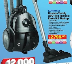Korkmaz Cosmos Trendy A901 Toz Torbasız Elektrikli Süpürge image