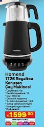 Homend 1726 Royaltea Siyah Konuşan Çay Makinesi image
