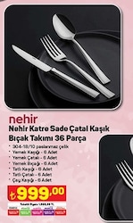 Nehir Katre Sade Çatal Kaşık Bıçak Takımı 36 Parça image