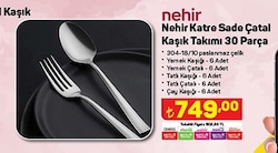 Nehir Katre Sade Çatal Kaşık Takımı 30 Parça image
