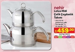 Nehir Lotus Midi Çelik Çaydanlık Takımı image