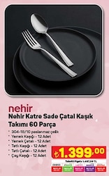 Nehir Katre Sade Çatal Kaşık Takımı 60 Parça image