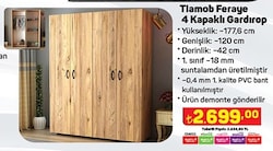 Tiamob Feraye 4 Kapaklı Gardırop image
