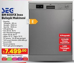 Seg BM 6001X Inox Bulaşık Makinesi image