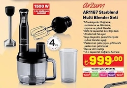 Arzum AR1167 Starblend Multi Blender Seti 1500 W image
