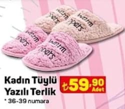 Juno Kadın Tüylü Yazılı Terlik image