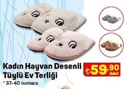 Juno Kadın Hayvan Desenli Tüylü Ev Terliği image