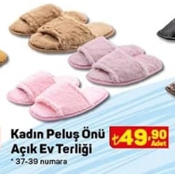 Juno Kadın Peluş Önü Açık Ev Terliği image